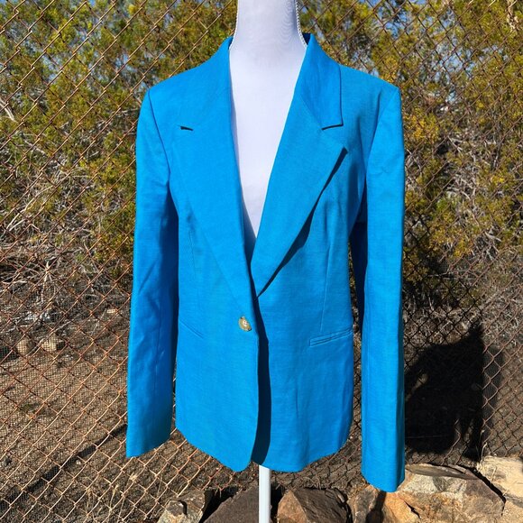 J. Crew NWT Parke Blazer, Sz 16, Bright Blue Stretch Linen, $130 retail - Picture 2 of 9